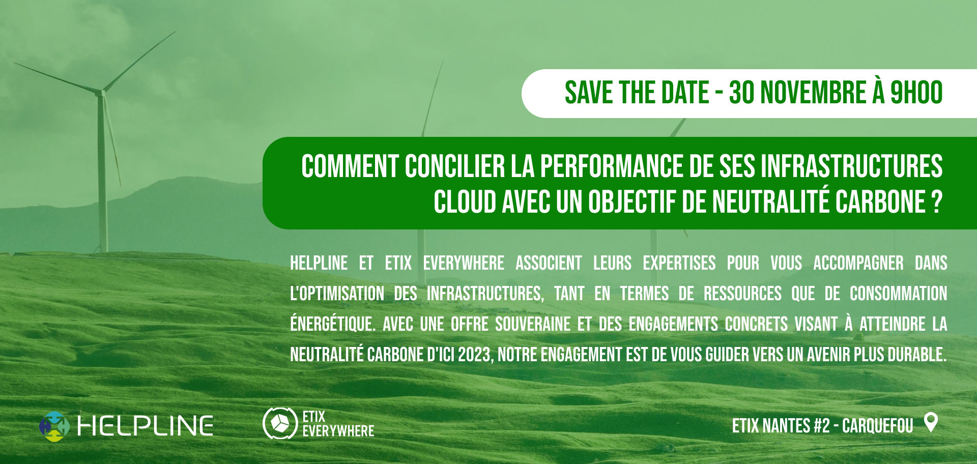 Événement HELPLINE ETIX EVERYWHERE cloud and neutralité carbone